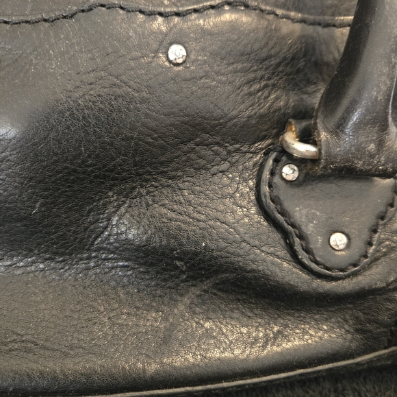 Michael Kors vintage black leather and suede turn lock big zip pocket inside - Picture 5 of 11